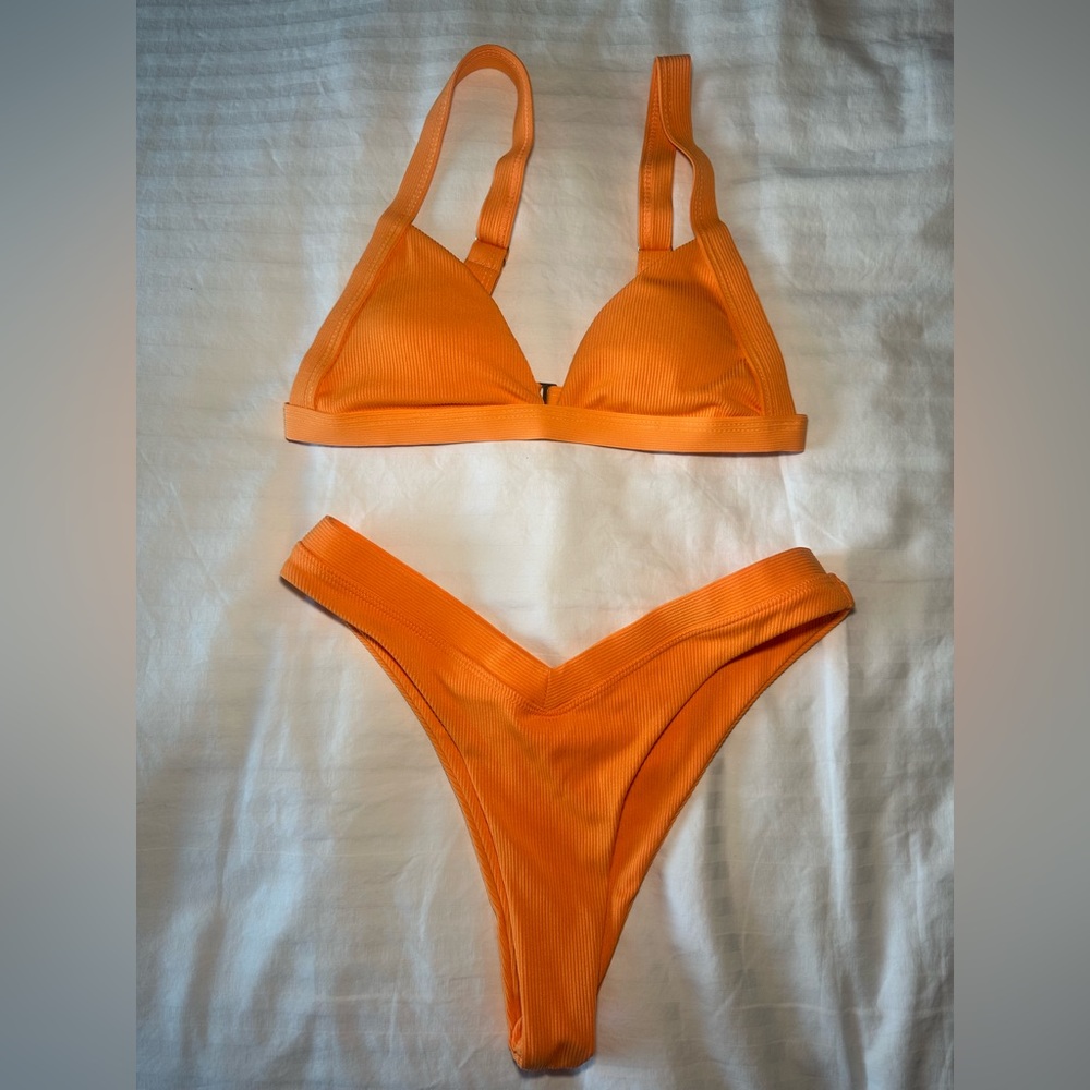 Orange Ribbed Bikini